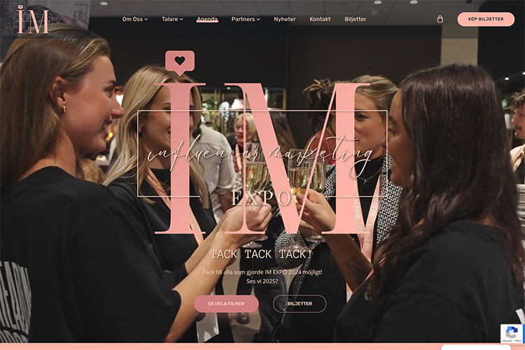 Starsidan för hemsidan till IM EXPO 2024 till sidan IM EXPO 2.0-