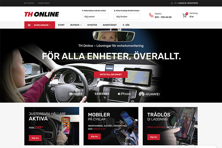 En bild på startsidan för TH Online.