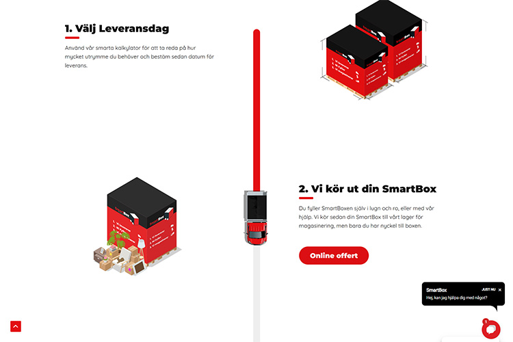 Starsidan för hemsidan till SmartBox-