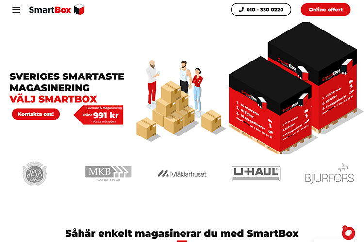 Starsidan för hemsidan till SmartBox